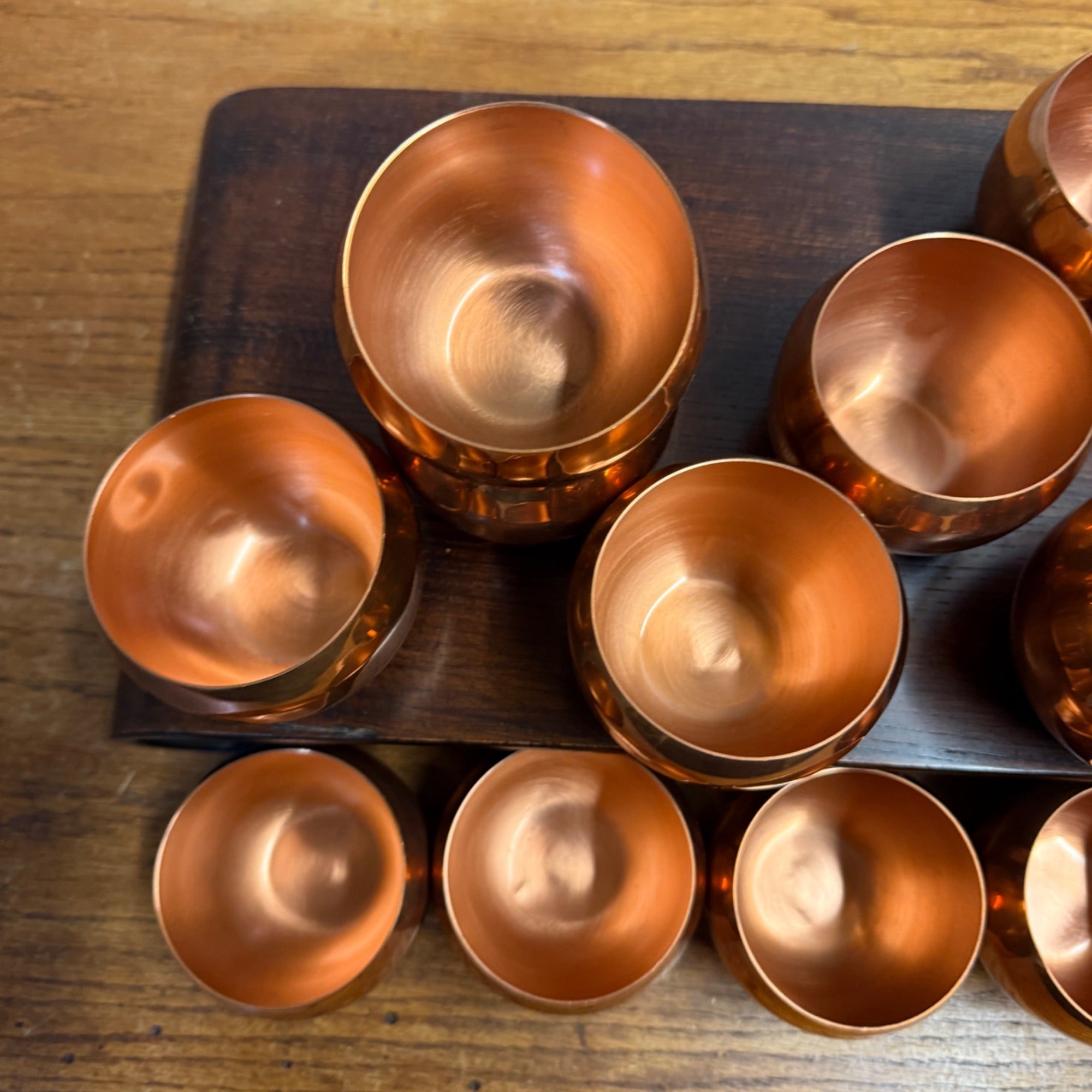 Vintage Lot of Coppercraft Guild Copper Drinking Cups or Tumblers MCM Autumnal Serveware 11 Pieces Taunton, Massachusetts