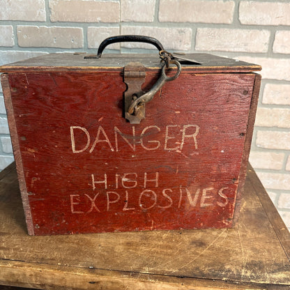 Antique Vintage Original Stone Quarry Mine DANGER HIGH EXPLOSIVES Painted Crate