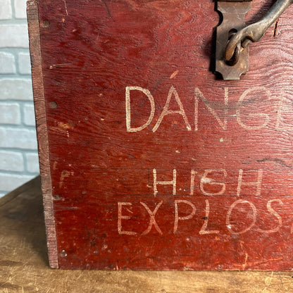 Antique Vintage Original Stone Quarry Mine DANGER HIGH EXPLOSIVES Painted Crate