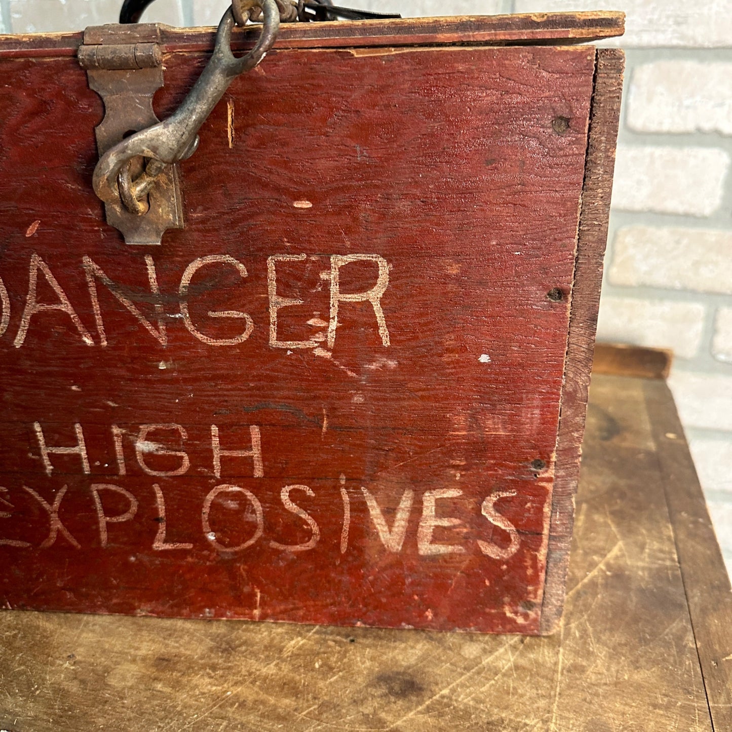 Antique Vintage Original Stone Quarry Mine DANGER HIGH EXPLOSIVES Painted Crate