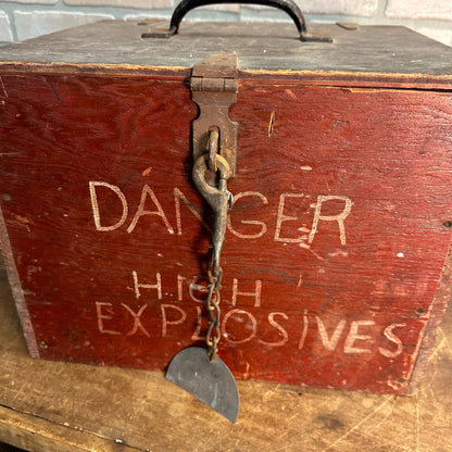 Antique Vintage Original Stone Quarry Mine DANGER HIGH EXPLOSIVES Painted Crate