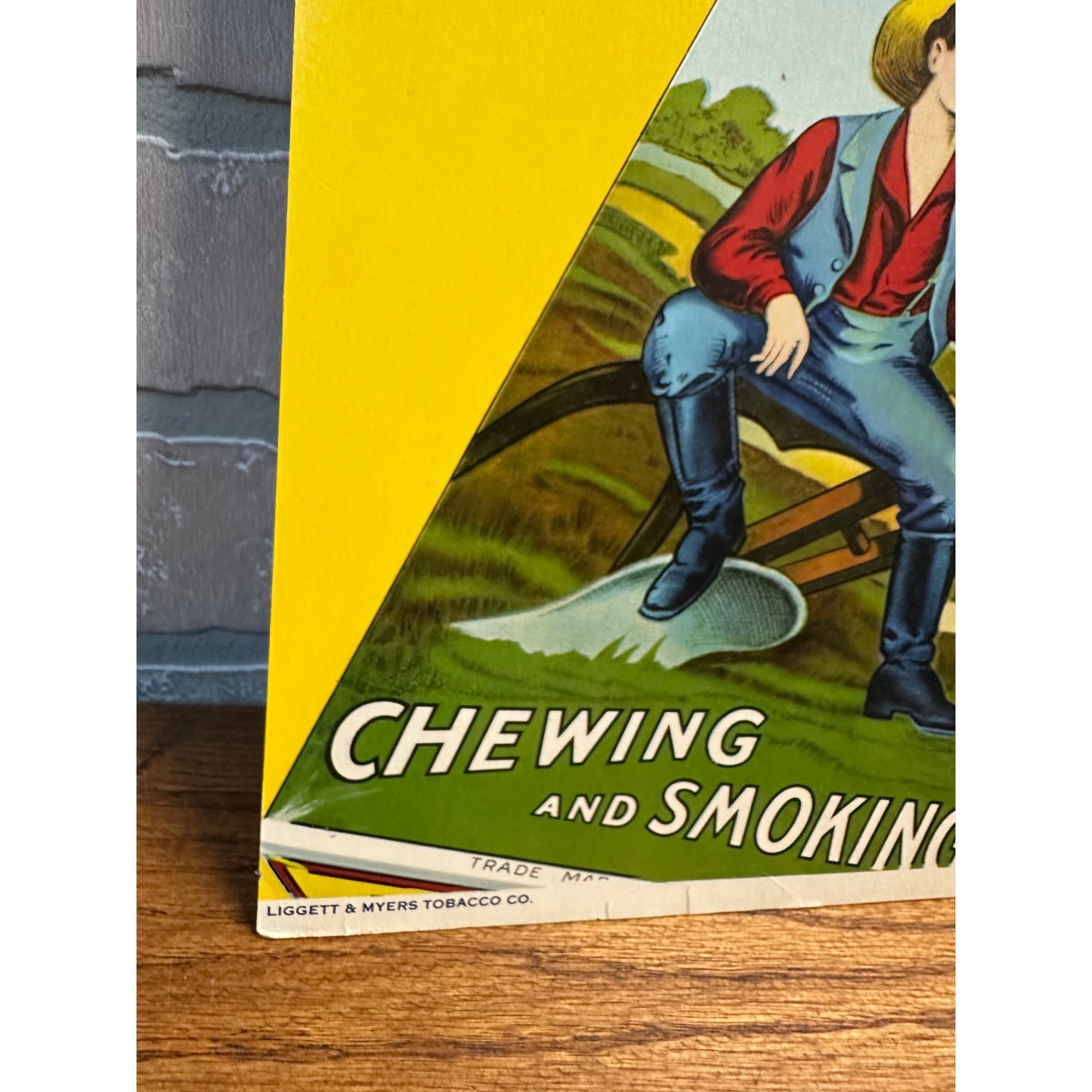 Vintage Plow Boy Tobacco Store Display Advertising Sign Cardstock Litho 1950s