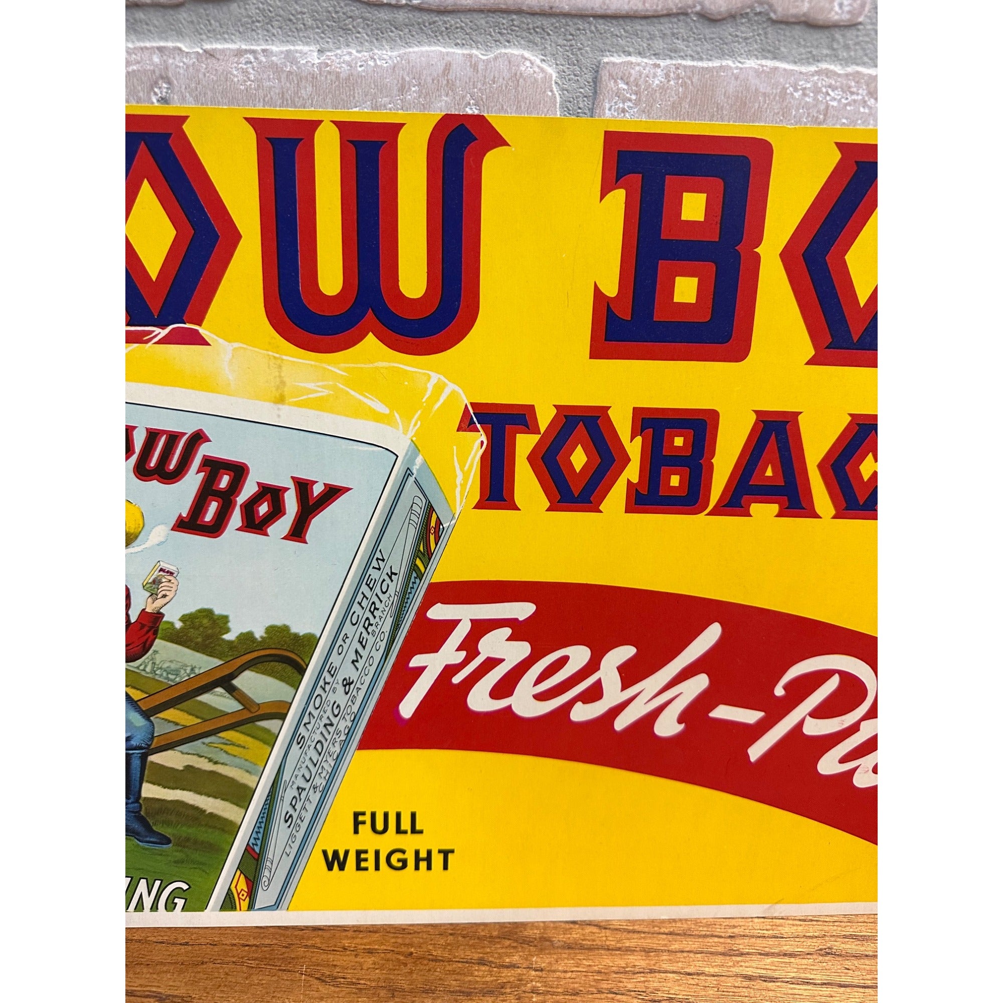 Vintage Plow Boy Tobacco Store Display Advertising Sign Cardstock Litho 1950s