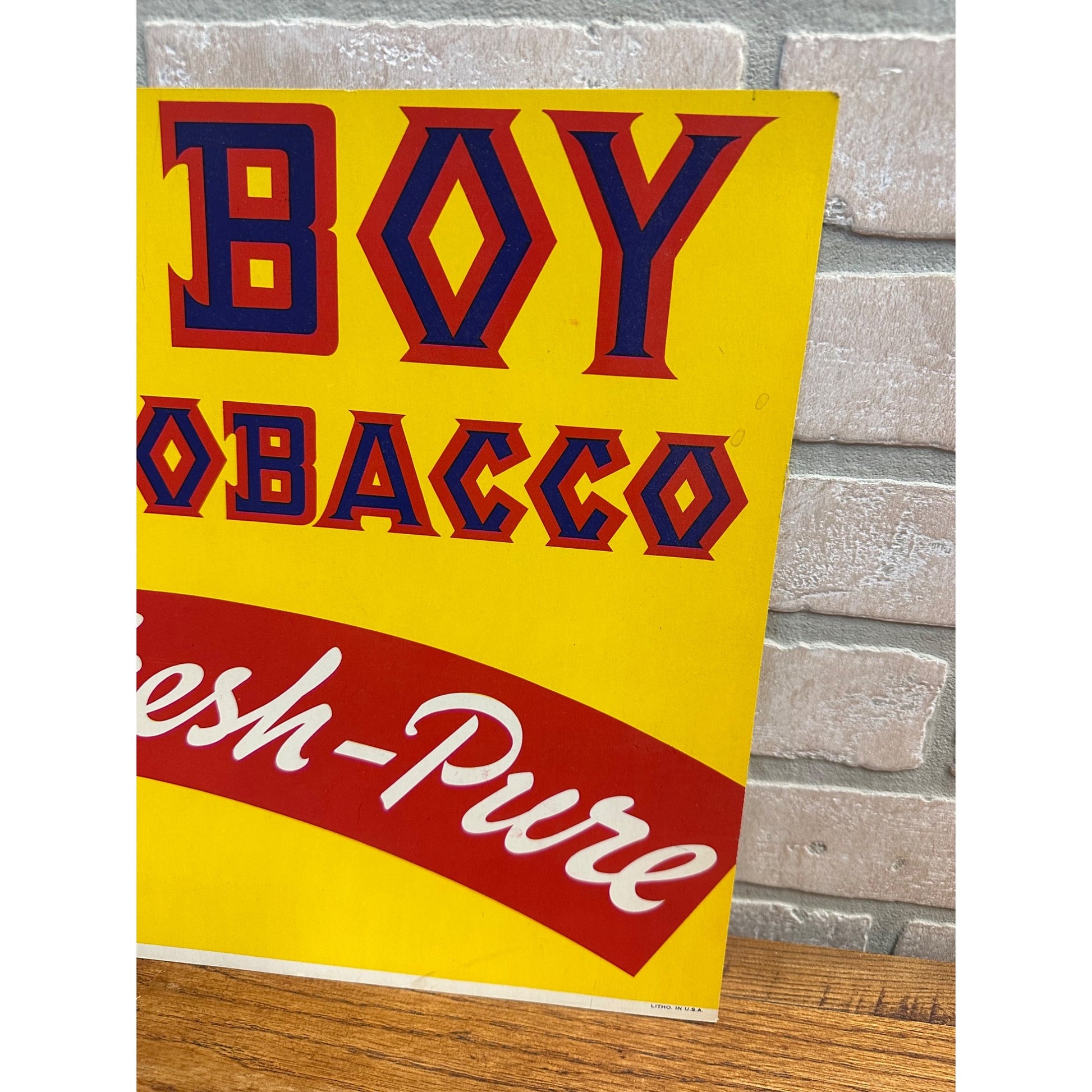 Vintage Plow Boy Tobacco Store Display Advertising Sign Cardstock Litho 1950s