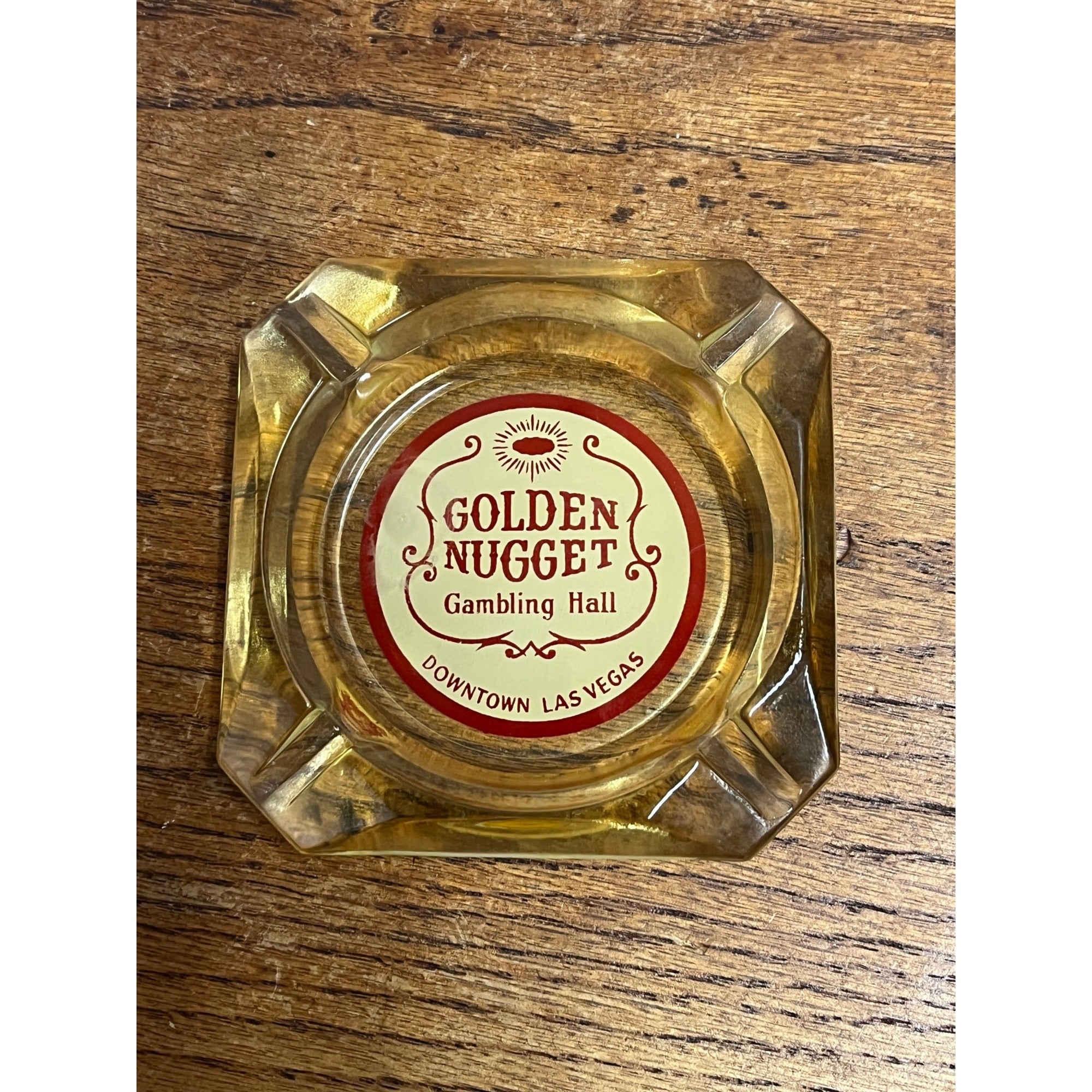 Vintage Golden Nugget Las Vegas Amber Glass Ashtray MCM Gambling Hall Casino NV