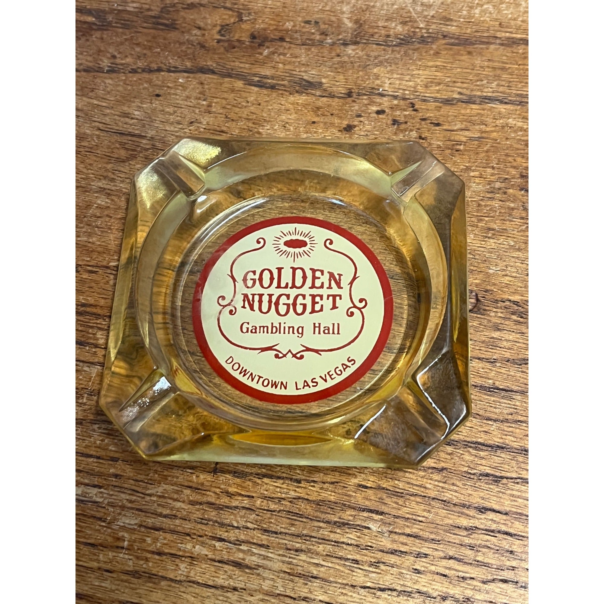 Vintage Golden Nugget Las Vegas Amber Glass Ashtray MCM Gambling Hall Casino NV