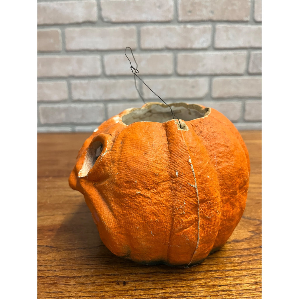 Vintage Halloween Paper Mache Jack O' Lantern JOL Unusual Face w/ Nose
