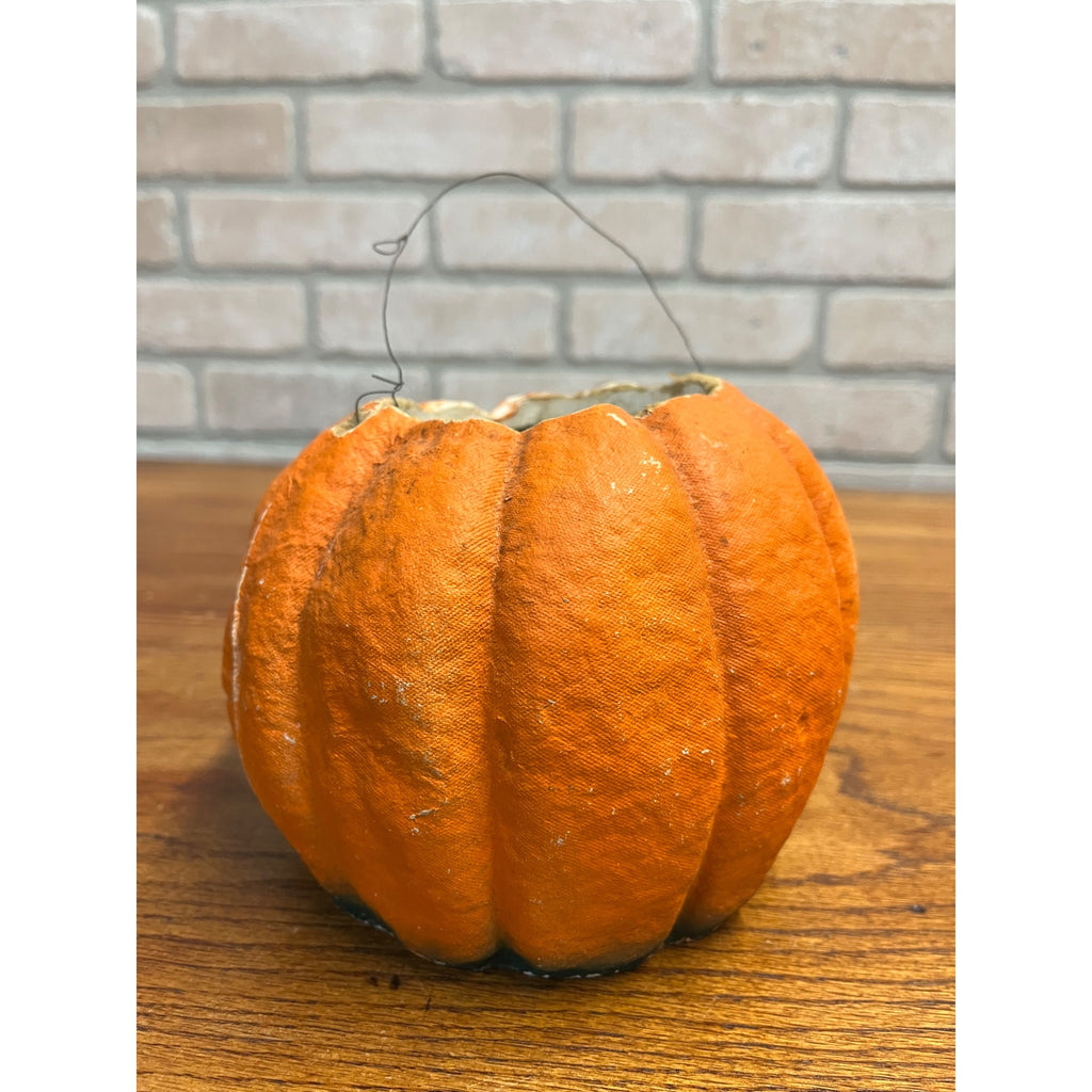 Vintage Halloween Paper Mache Jack O' Lantern JOL Unusual Face w/ Nose
