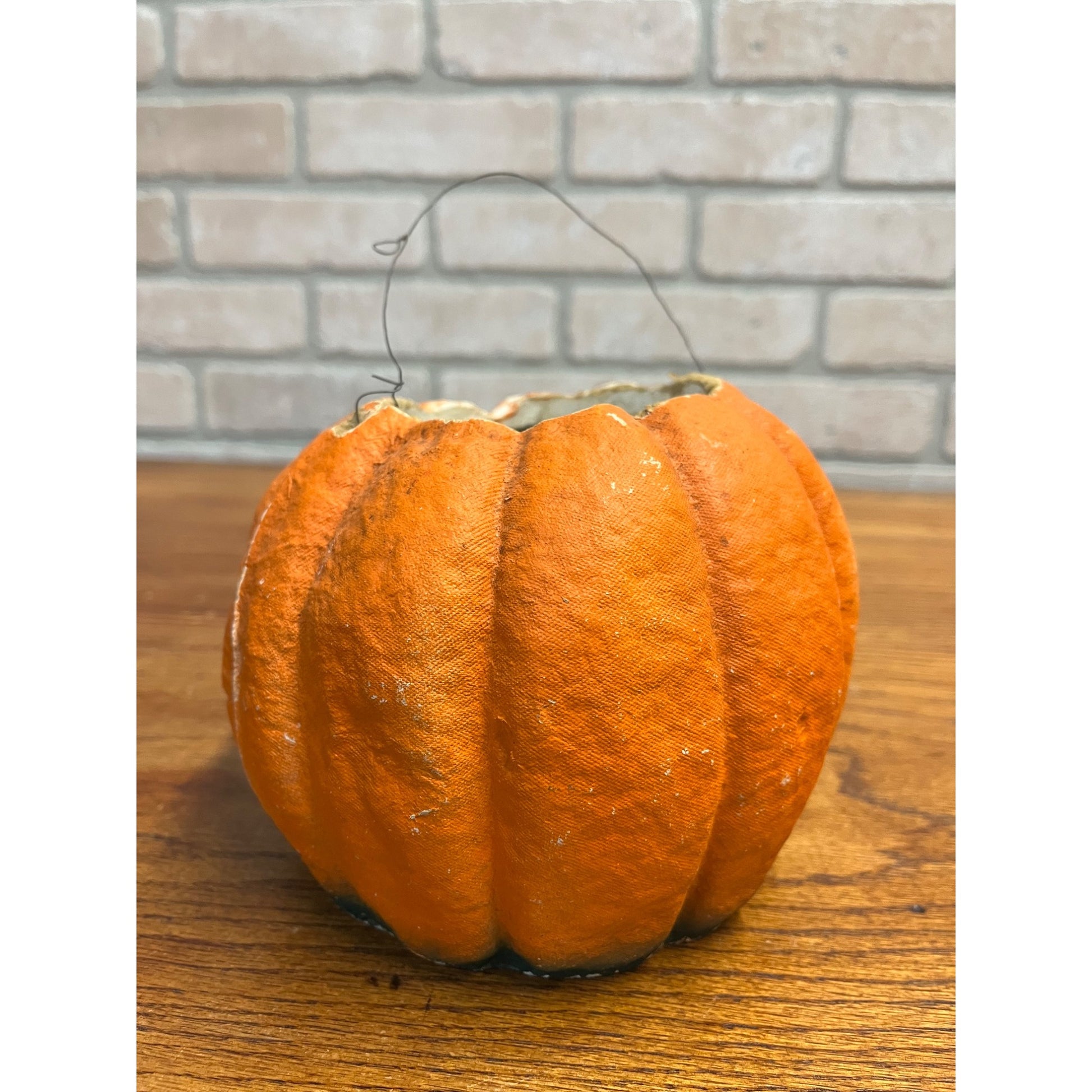 Vintage Halloween Paper Mache Jack O' Lantern JOL Unusual Face w/ Nose