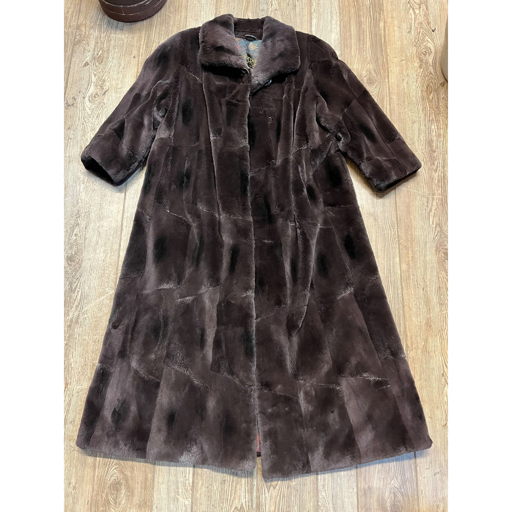 STUNNING Vintage Genuine Beaver Fur Long Jacket Coat Womans Ladies Full Length