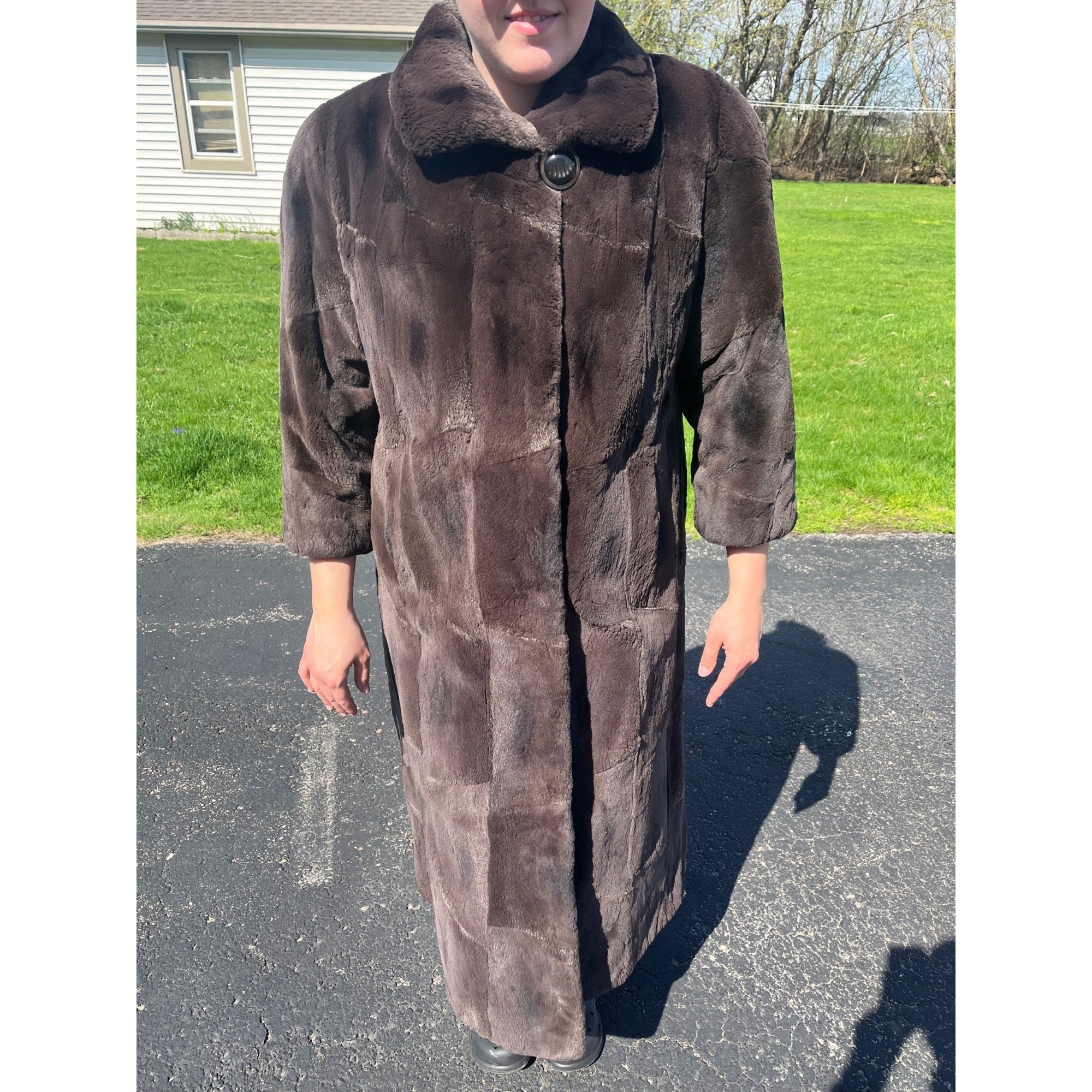 STUNNING Vintage Genuine Beaver Fur Long Jacket Coat Womans Ladies Full Length
