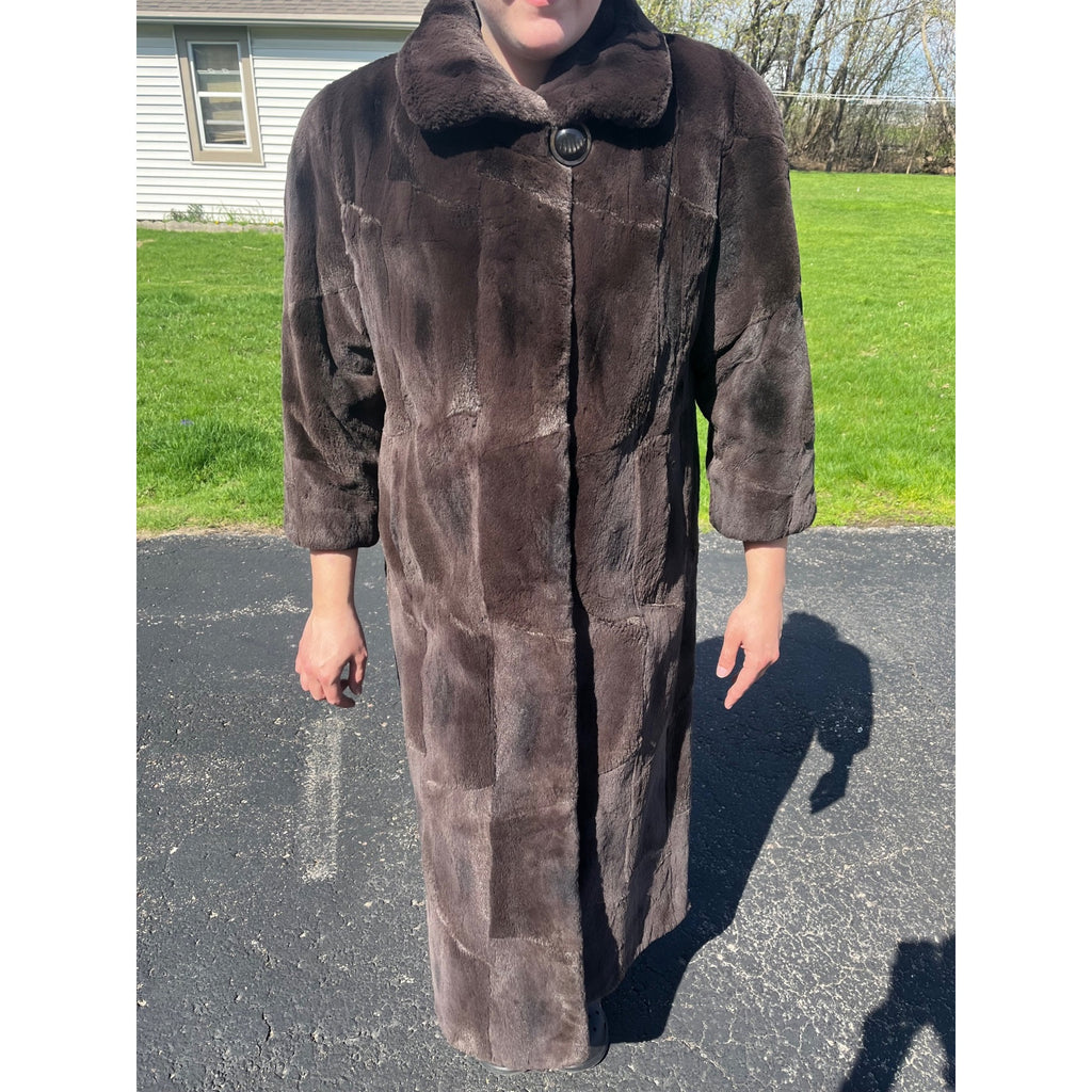 STUNNING Vintage Genuine Beaver Fur Long Jacket Coat Womans Ladies Full Length