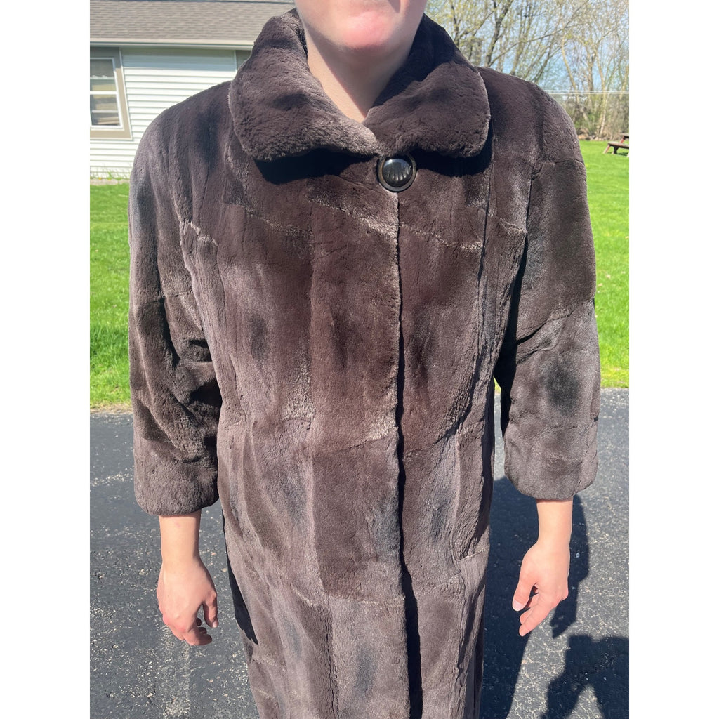 STUNNING Vintage Genuine Beaver Fur Long Jacket Coat Womans Ladies Full Length