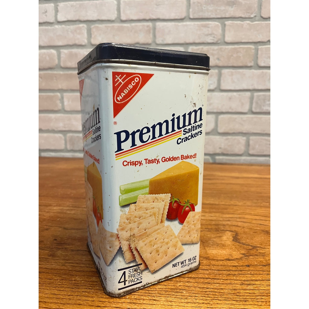 Vintage Nabisco Premium Saltine Crackers Metal Tin 16 Oz 1980s