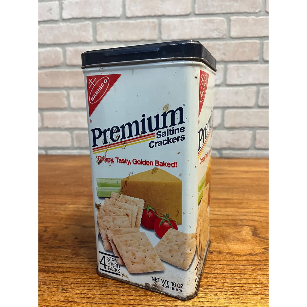Vintage Nabisco Premium Saltine Crackers Metal Tin 16 Oz 1980s