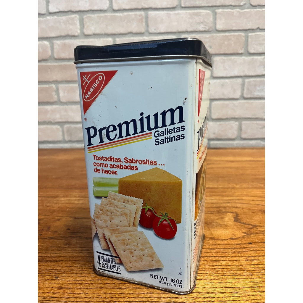 Vintage Nabisco Premium Saltine Crackers Metal Tin 16 Oz 1980s