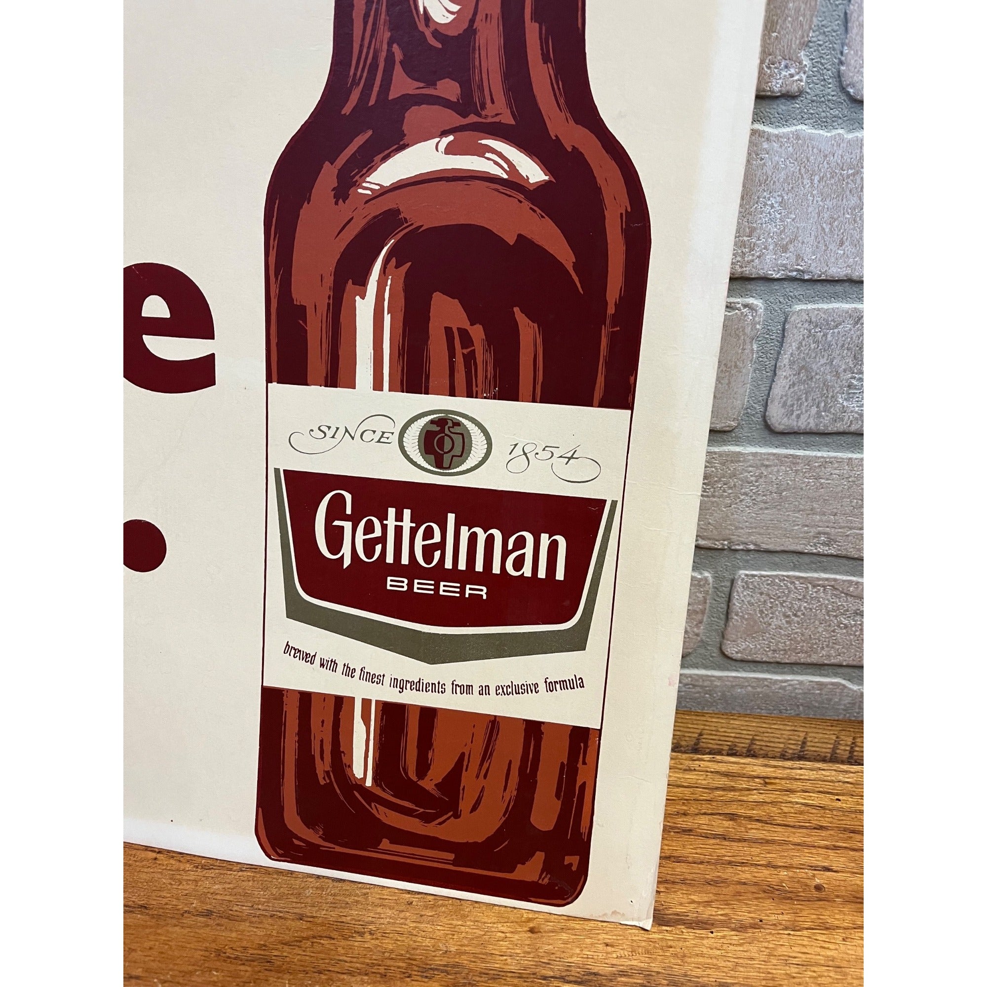 Vintage 1971 Gettelman Beer Cardstock Advertising Sign Miller Milwaukee Wis
