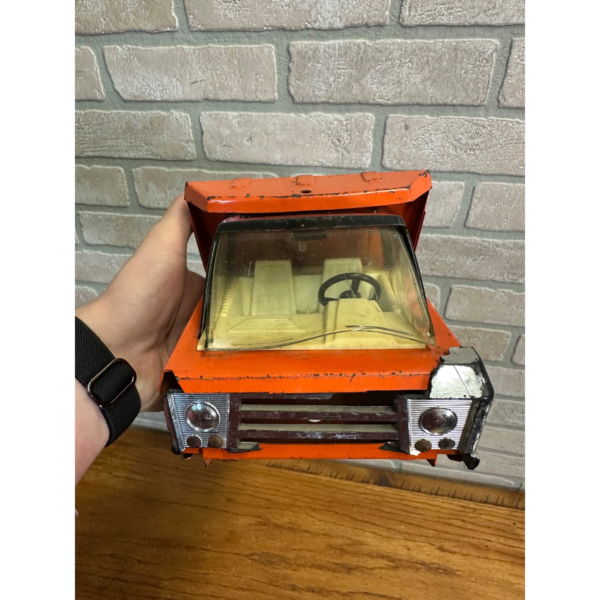 Vintage Nylint 400  Orange Pressed Steel Toy Dump Truck