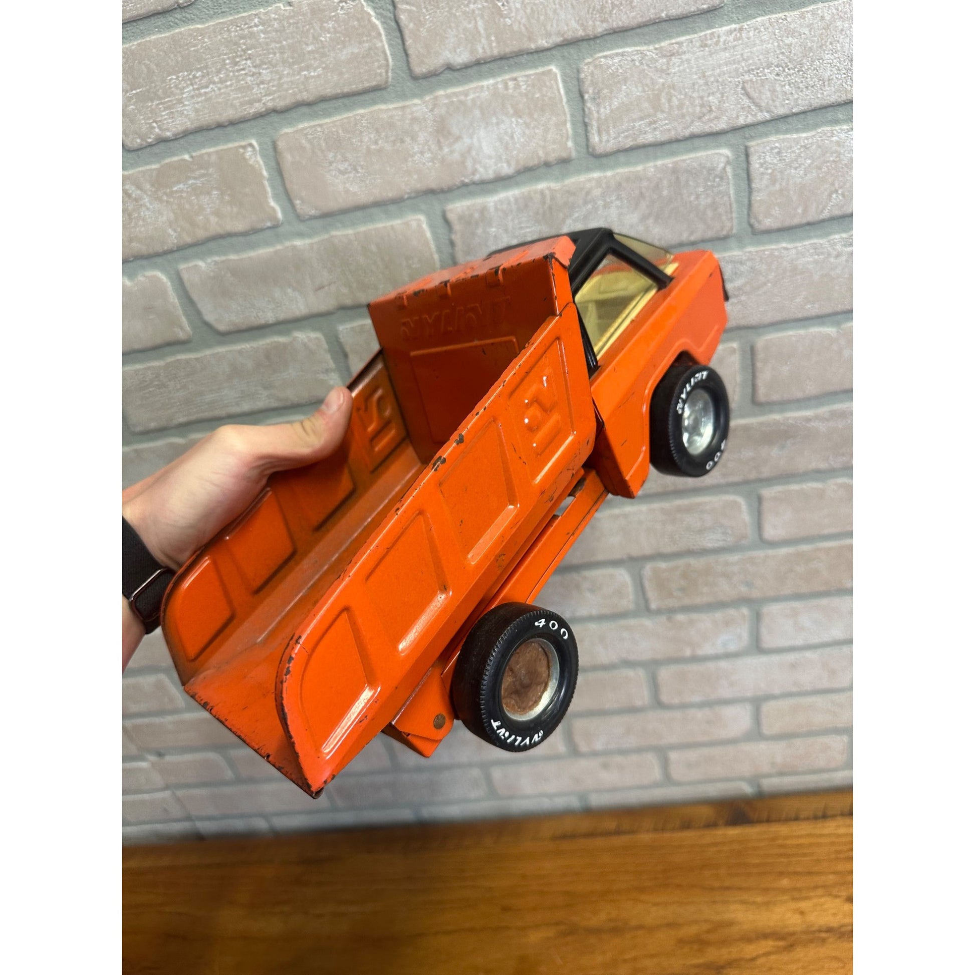 Vintage Nylint 400  Orange Pressed Steel Toy Dump Truck