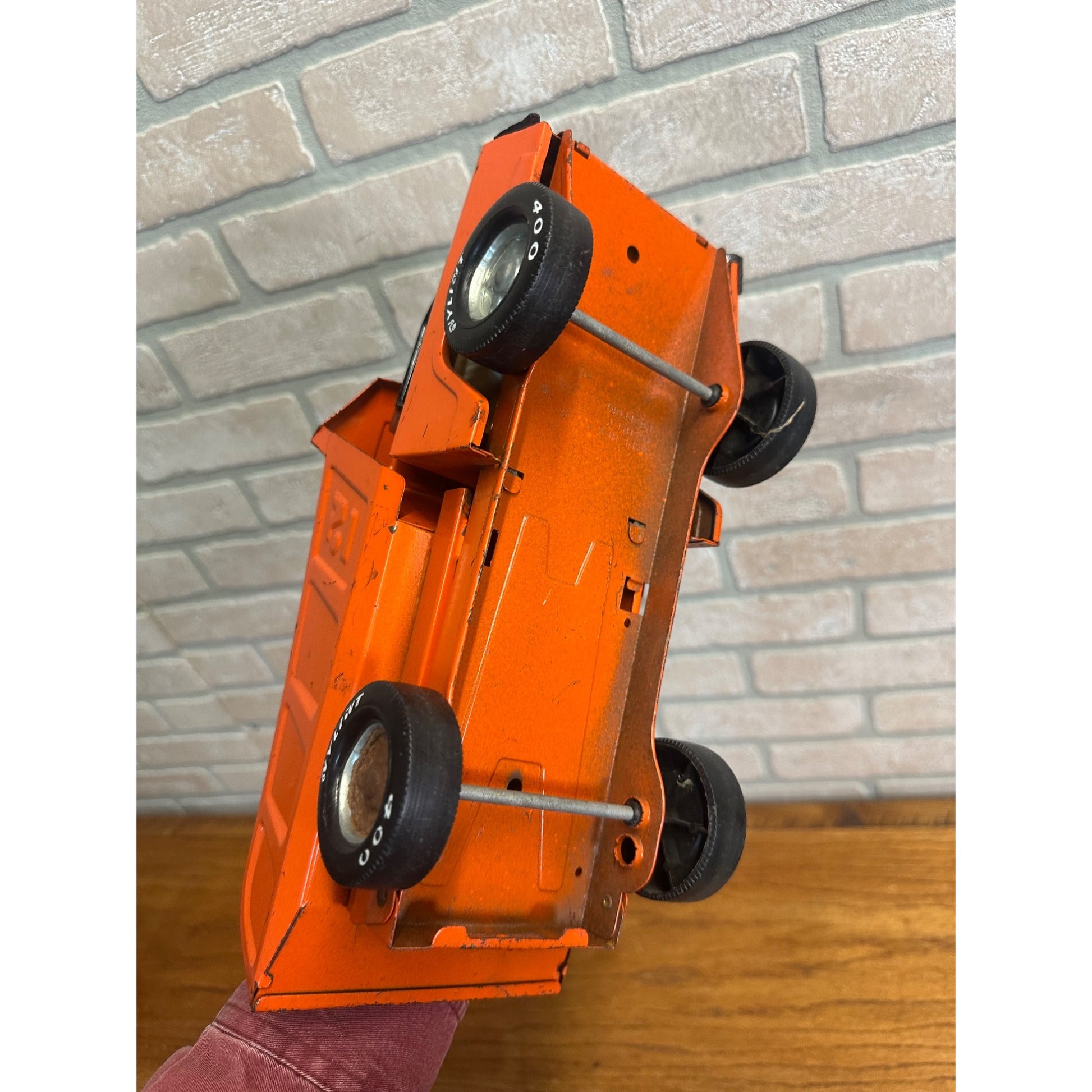 Vintage Nylint 400  Orange Pressed Steel Toy Dump Truck