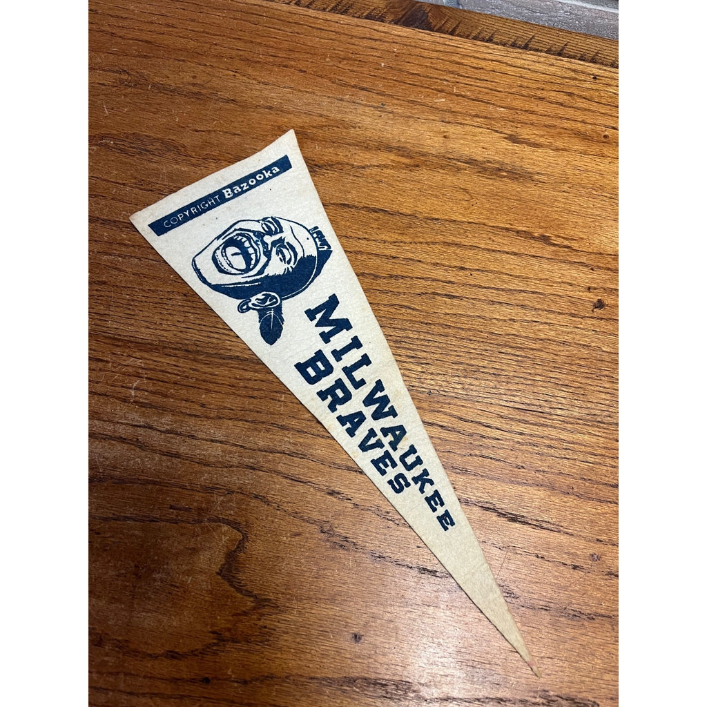 Vintage Milwaukee Braves Bazooka Mini Felt Pennant – 1950s Baseball