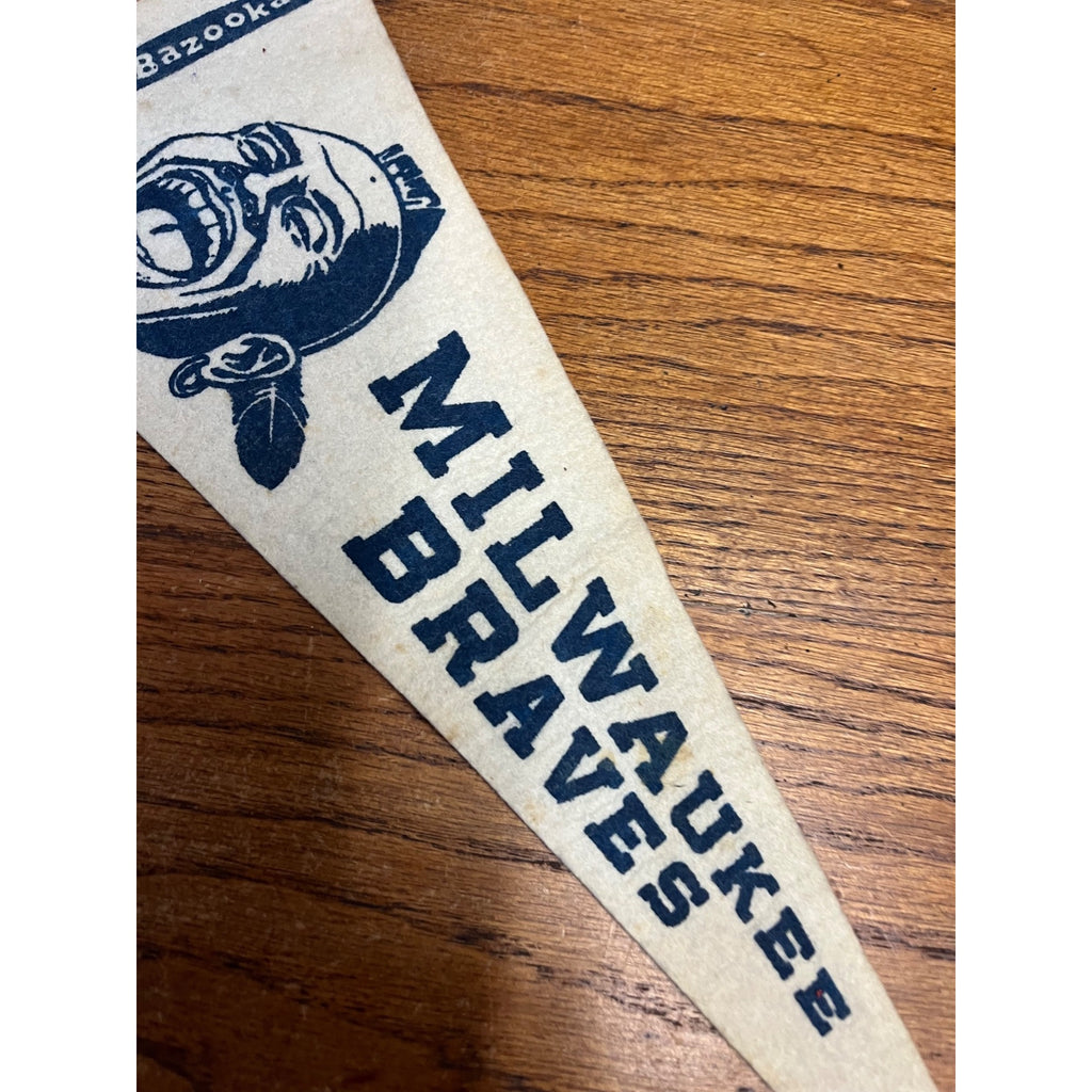 Vintage Milwaukee Braves Bazooka Mini Felt Pennant – 1950s Baseball