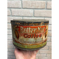 Vintage Butter Nut Coffee 3lb Paper Label Tin Coffee Can Round