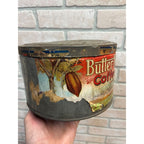 Vintage Butter Nut Coffee 3lb Paper Label Tin Coffee Can Round