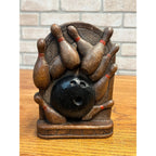 Vintage Bowling Themed Match Box Holder Matches w/ Striker
