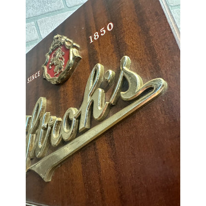 Vintage Stroh's Beer Wooden Advertising Wall Plaque Sign Bar Pub Detroit MI