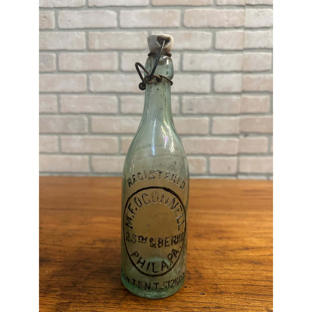 Pre-Pro M.F. O'Connell Blob Beer Bottle Aqua Blue Embossed Philadelphia PA