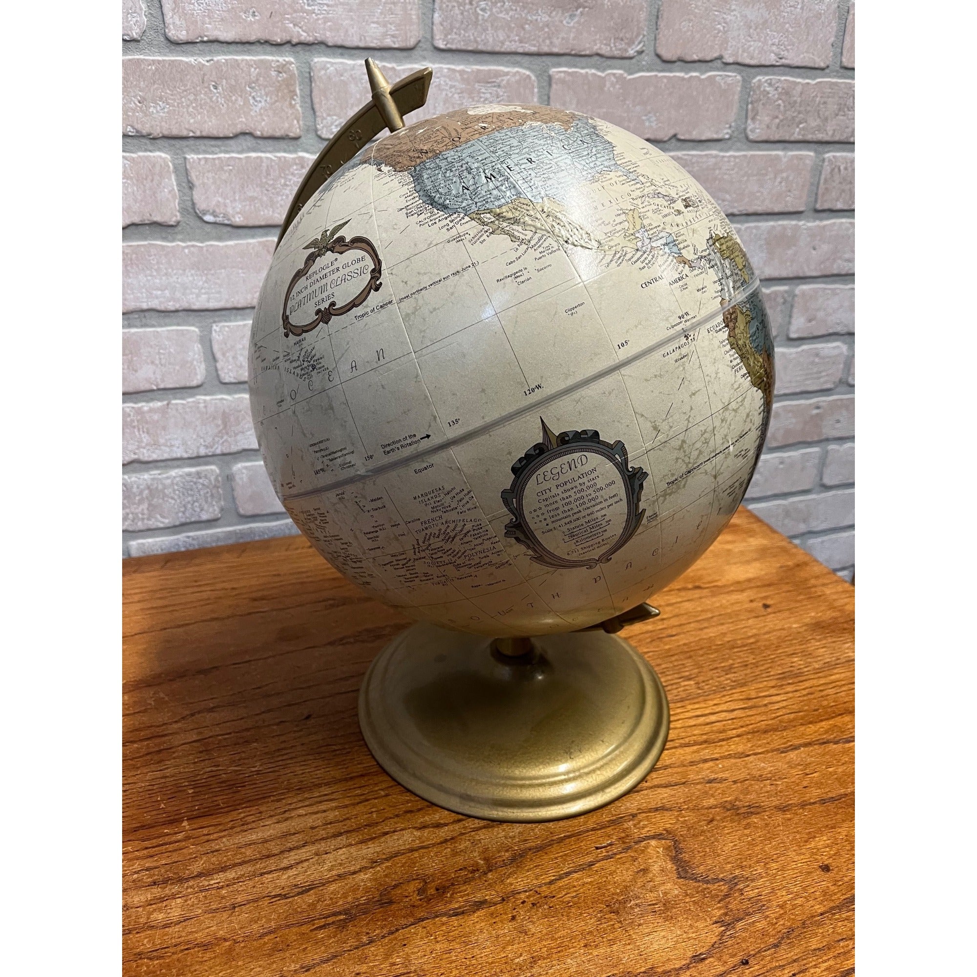 Vintage Replogle Legend 12" Platnium Classic USA Globe 1990s