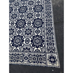 Antique Primitive 1800s Blue and White Double-Sided Jacquard Coverlet Victorian