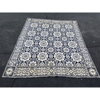 Antique Primitive 1800s Blue and White Double-Sided Jacquard Coverlet Victorian