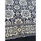 Antique Primitive 1800s Blue and White Double-Sided Jacquard Coverlet Victorian