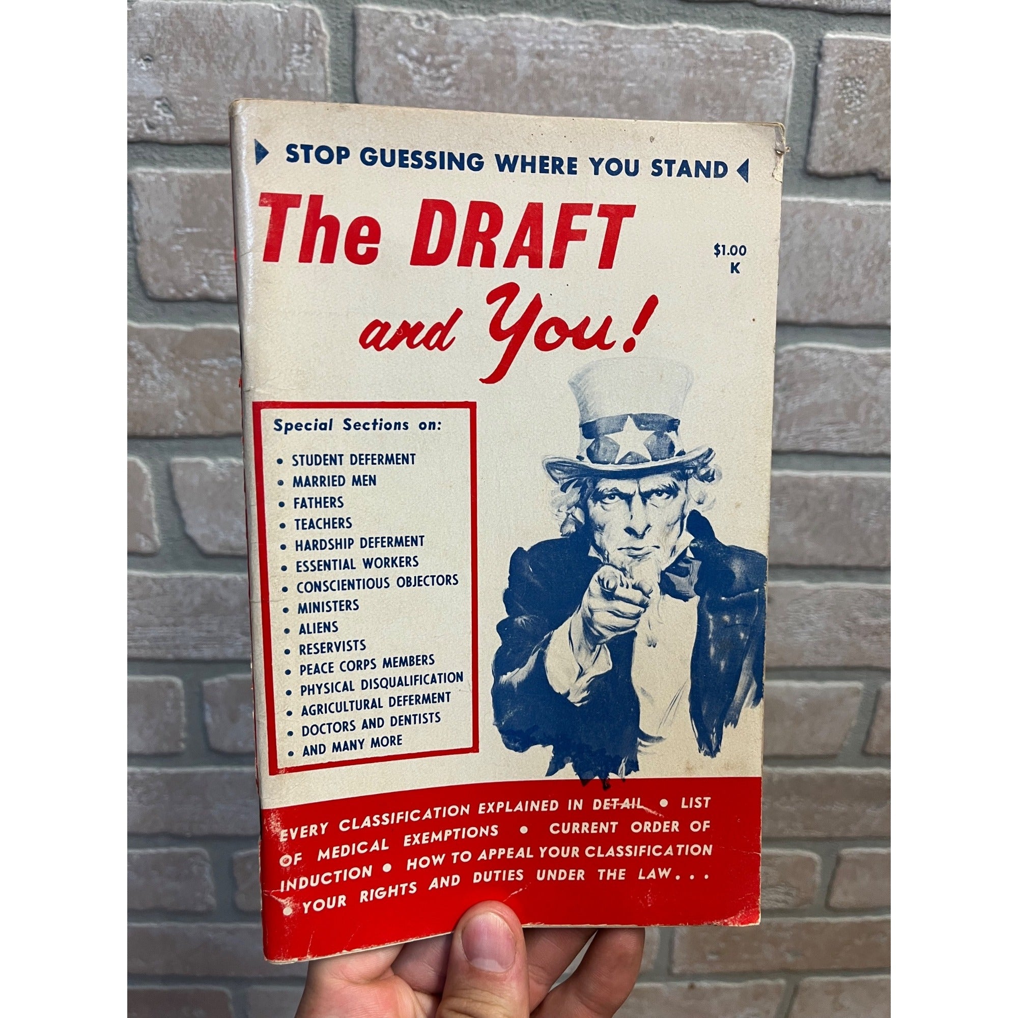 The Draft and You Vietnam Era 1965 Guide Book Vintage Uncle Sam American Military Service