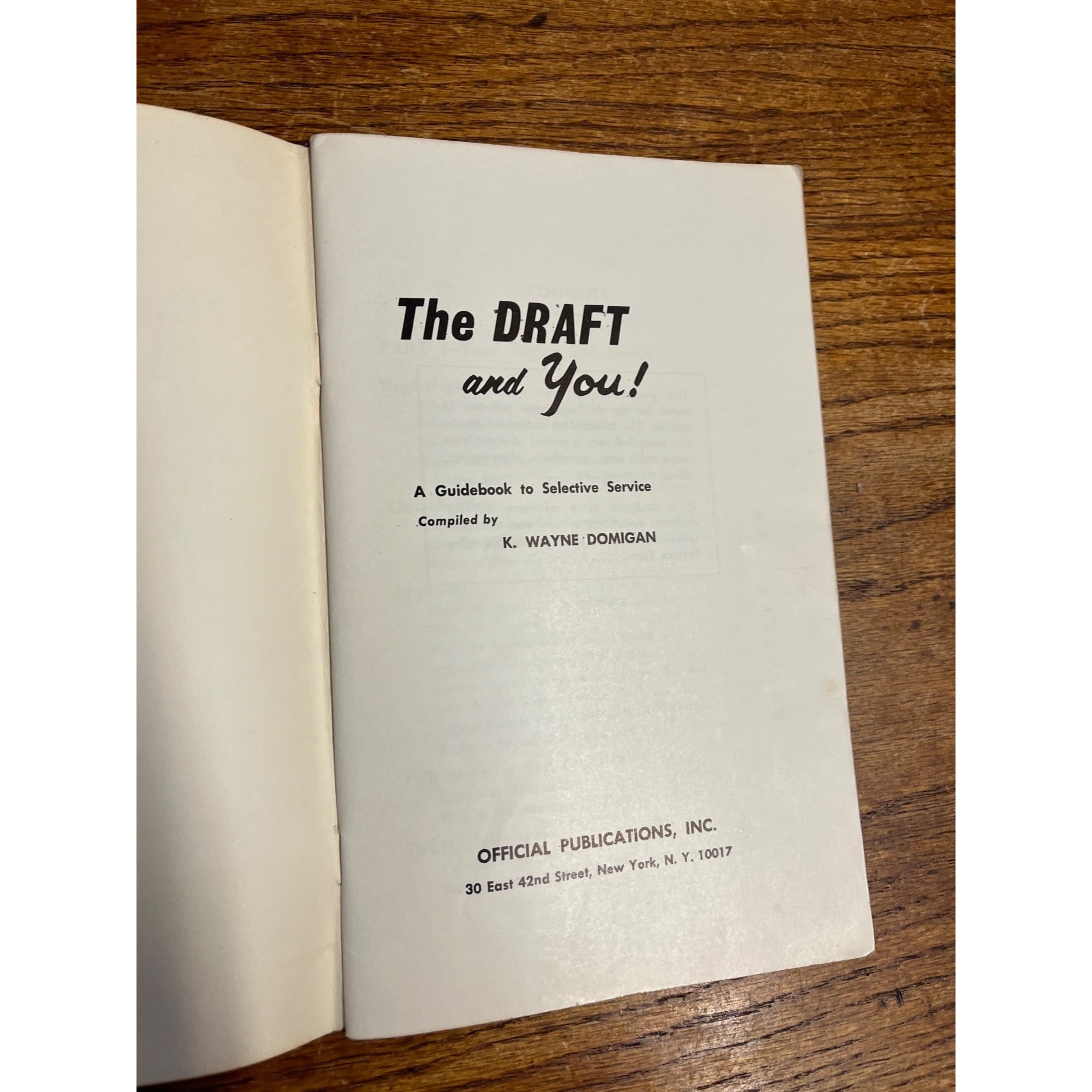 The Draft and You Vietnam Era 1965 Guide Book Vintage Uncle Sam American Military Service