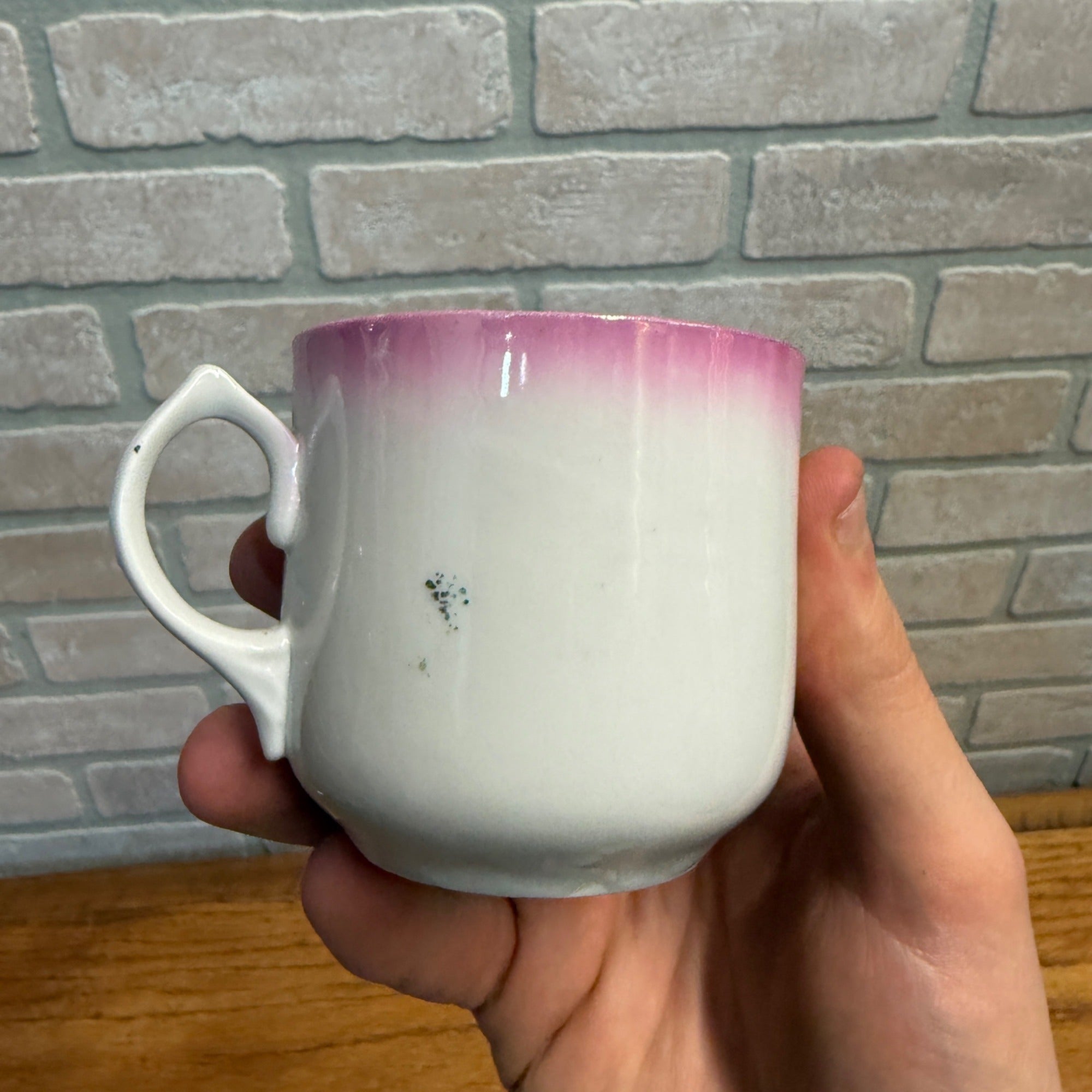 Neat Victorian Children Playing Soccer Pink Painted Scene Tea Cup Saucer