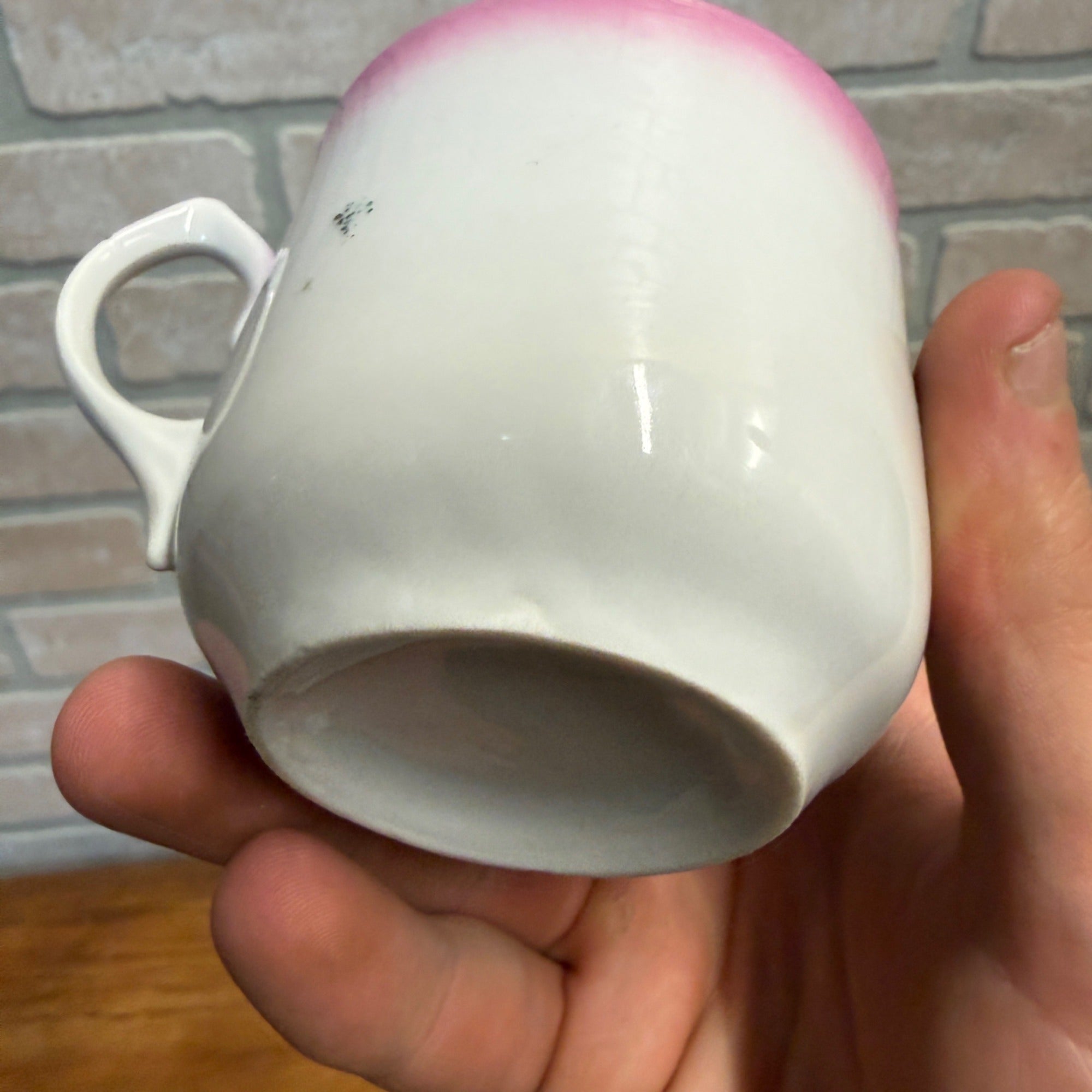 Neat Victorian Children Playing Soccer Pink Painted Scene Tea Cup Saucer