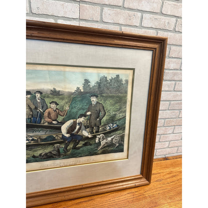 Antique c1869 Thomas Kelly "American Hunting Scene" Large Framed Lithograph Currier & Ives