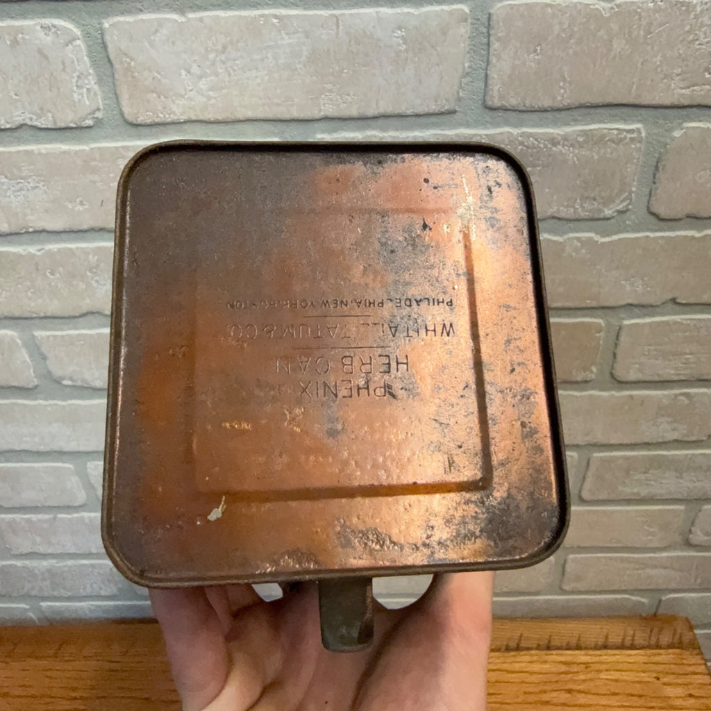 Lot of (4) 1900s Apothecary Seed Phenix Herb Can Druggist Storage Metal Bins Empty