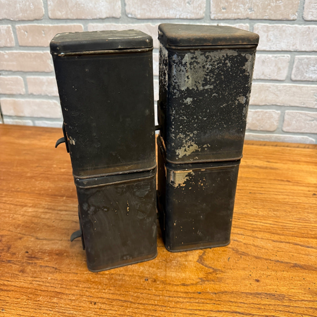 Lot of (4) 1900s Apothecary Seed Phenix Herb Can Druggist Storage Metal Bins Empty