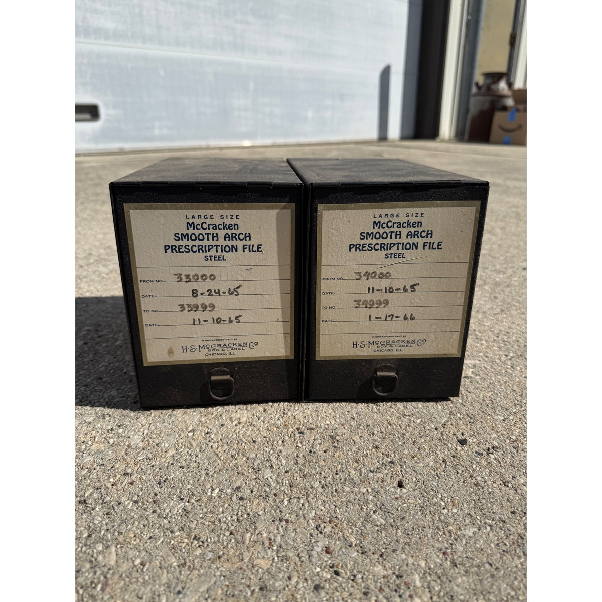 Vintage Pair 70s Pharmacy Prescription File Box McCracken Lg Size Apothecary Decor