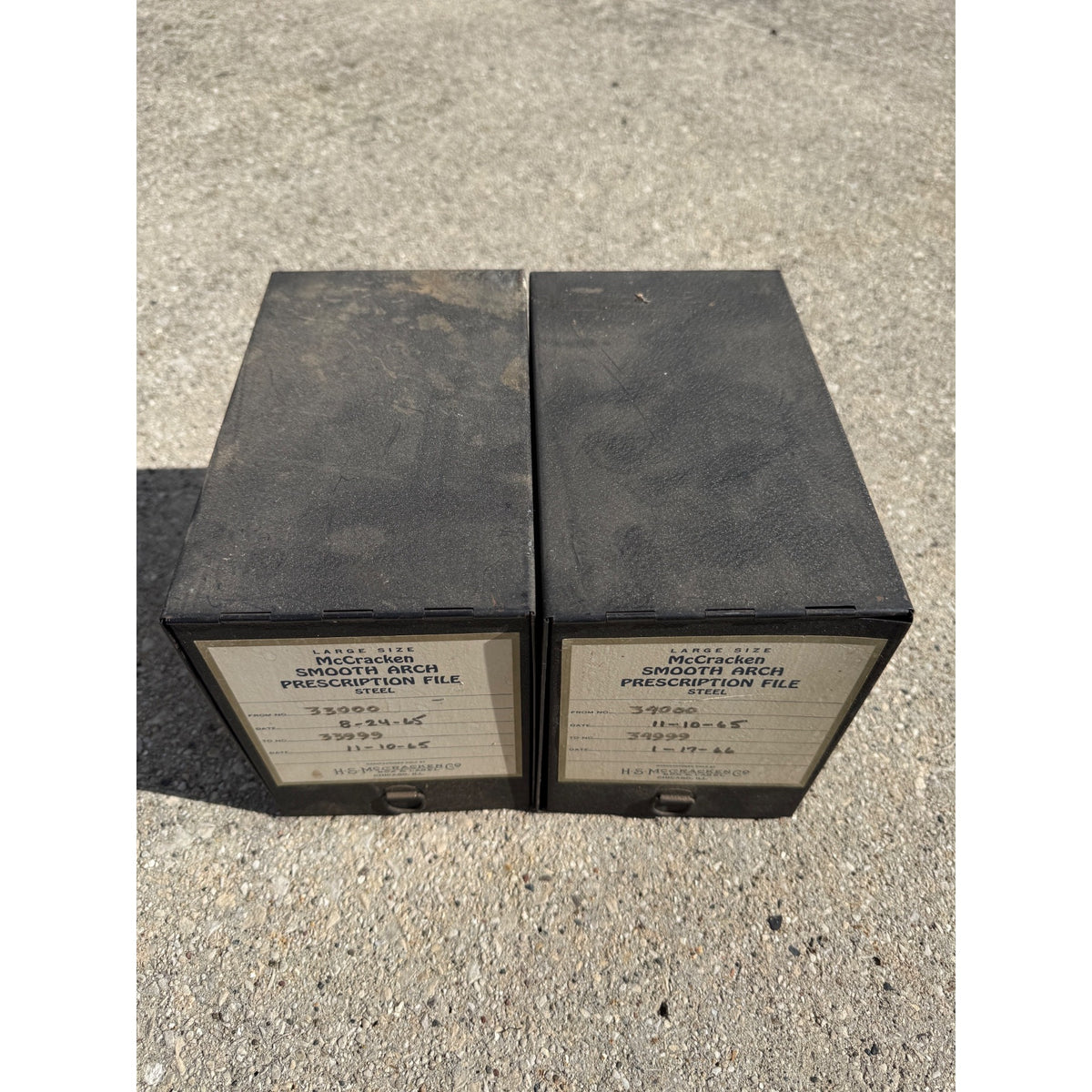 Vintage Pair 70s Pharmacy Prescription File Box McCracken Lg Size Apothecary Decor