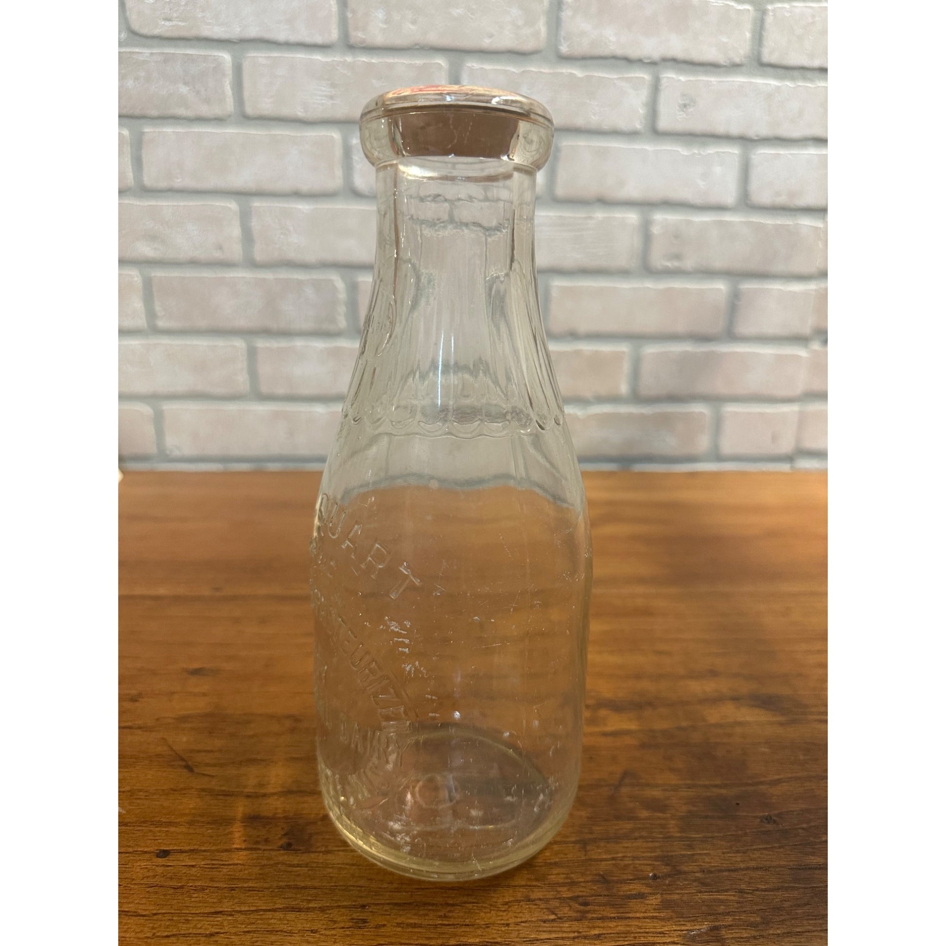 Vintage Boulevard Dairy Marinette WI Wis Milk Bottle One Quart Wisconsin Embossed