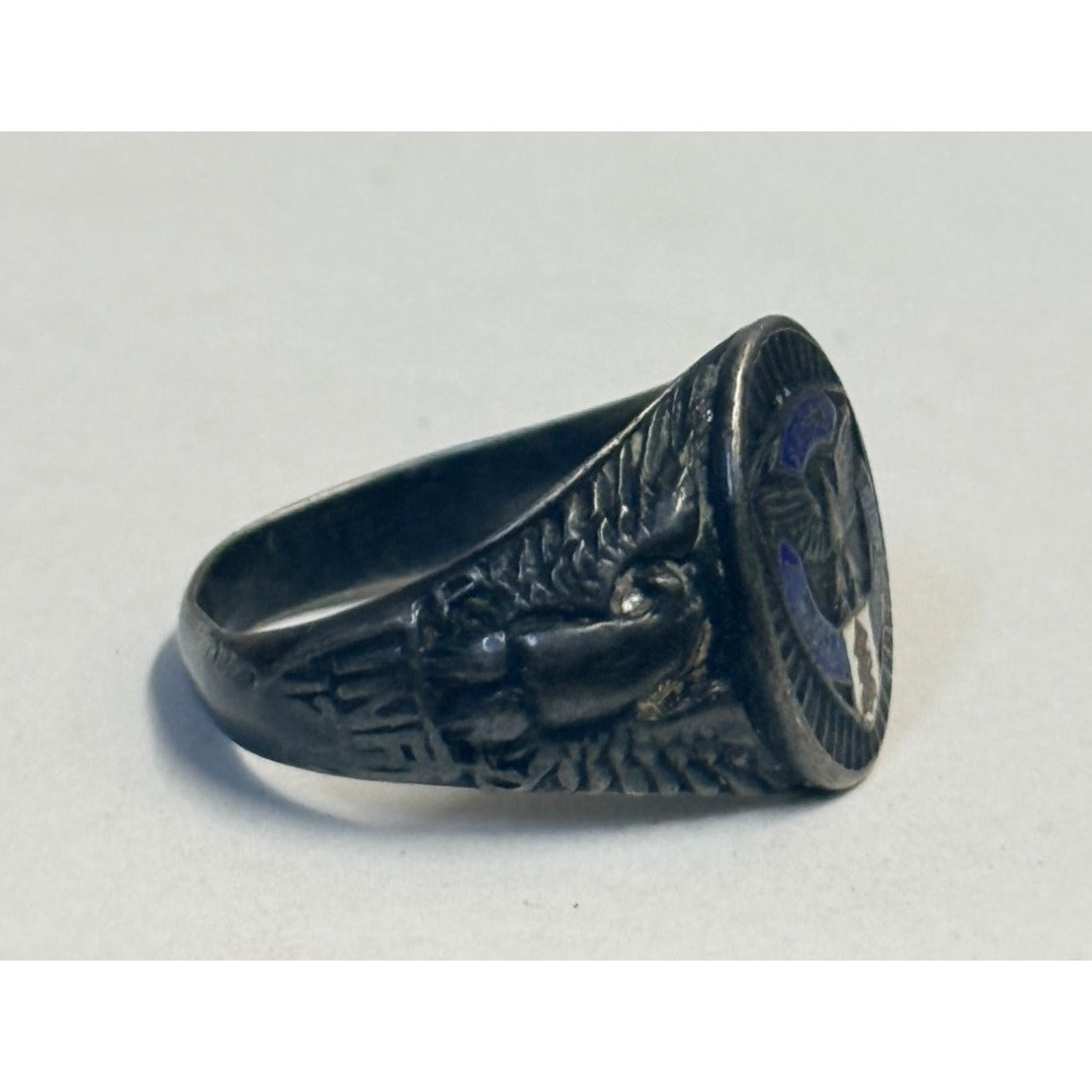 Vintage 32nd Infantry Division US Army Sterling Ring Sz 9.75" Enamel -- 9.61g