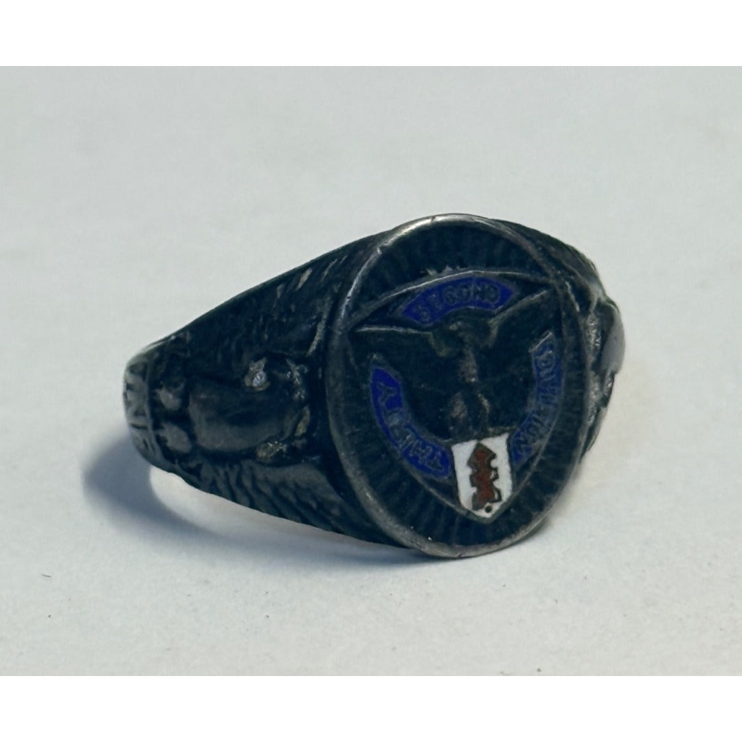 Vintage 32nd Infantry Division US Army Sterling Ring Sz 9.75" Enamel -- 9.61g