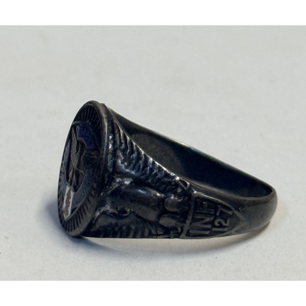 Vintage 32nd Infantry Division US Army Sterling Ring Sz 9.75" Enamel -- 9.61g