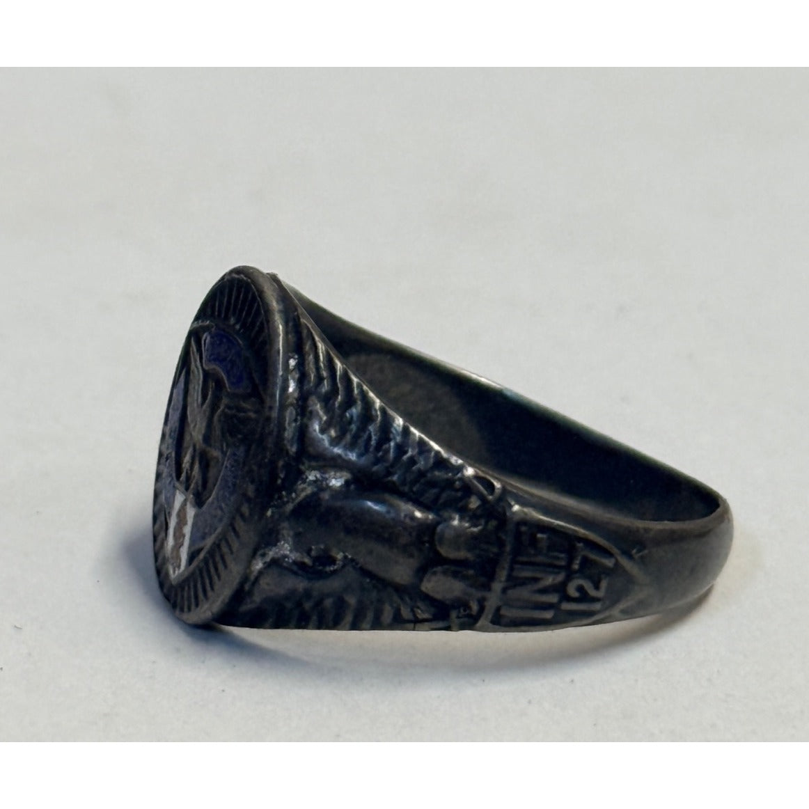Vintage 32nd Infantry Division US Army Sterling Ring Sz 9.75" Enamel -- 9.61g