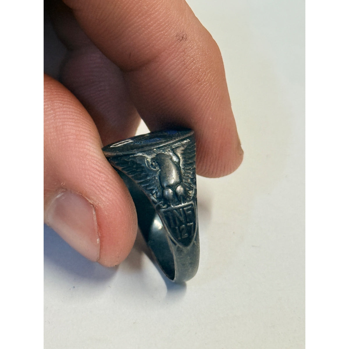 Vintage 32nd Infantry Division US Army Sterling Ring Sz 9.75" Enamel -- 9.61g